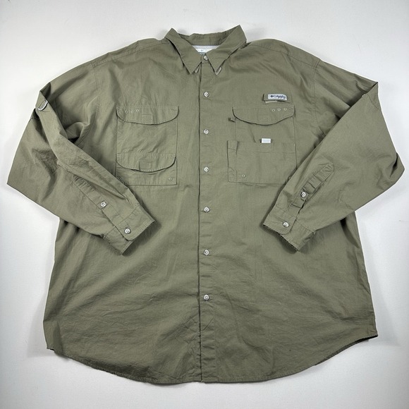 Columbia‎ PFG Shirt Mens Size 2XT Button Down Long Sleeve Green Outdoor Fishing - Picture 1 of 9